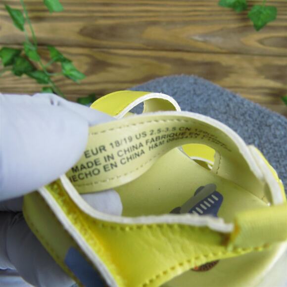 H&M Girls Gladiator Sz T 2.5 Medium Yellow Synthetic Hook &‎ Loop - Picture 5 of 7